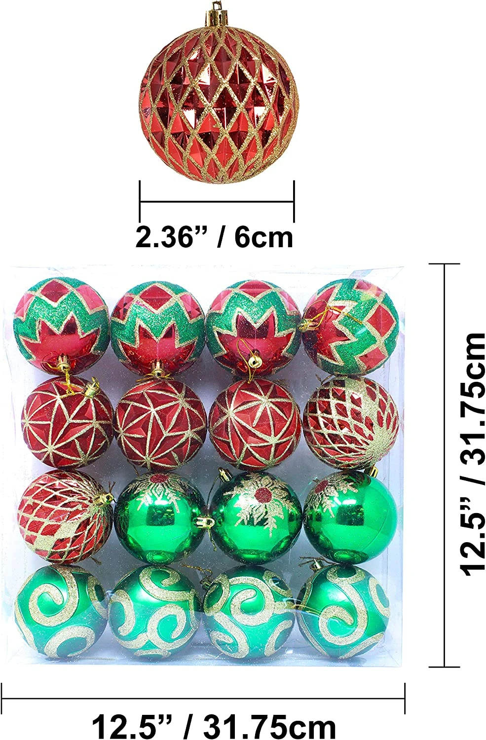 16 Pcs Red, Green And Gold Christmas Ornaments 5 16 Pcs Red, Green And Gold Christmas Ornaments - Image 3