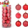 2.36" Red Christmas Ball Ornaments 24Pcs