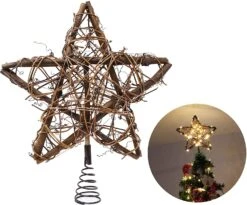 50 LED Rattan Star Tree Topper
