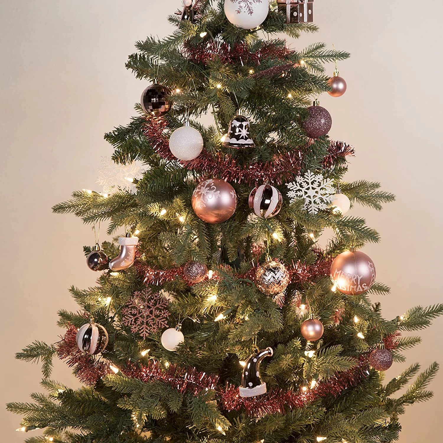 112 Pcs Rosegold & White Christmas Assorted Ornaments With A Star Tree Topper 7 112 Pcs Rosegold & White Christmas Assorted Ornaments With A Star Tree Topper - Image 5