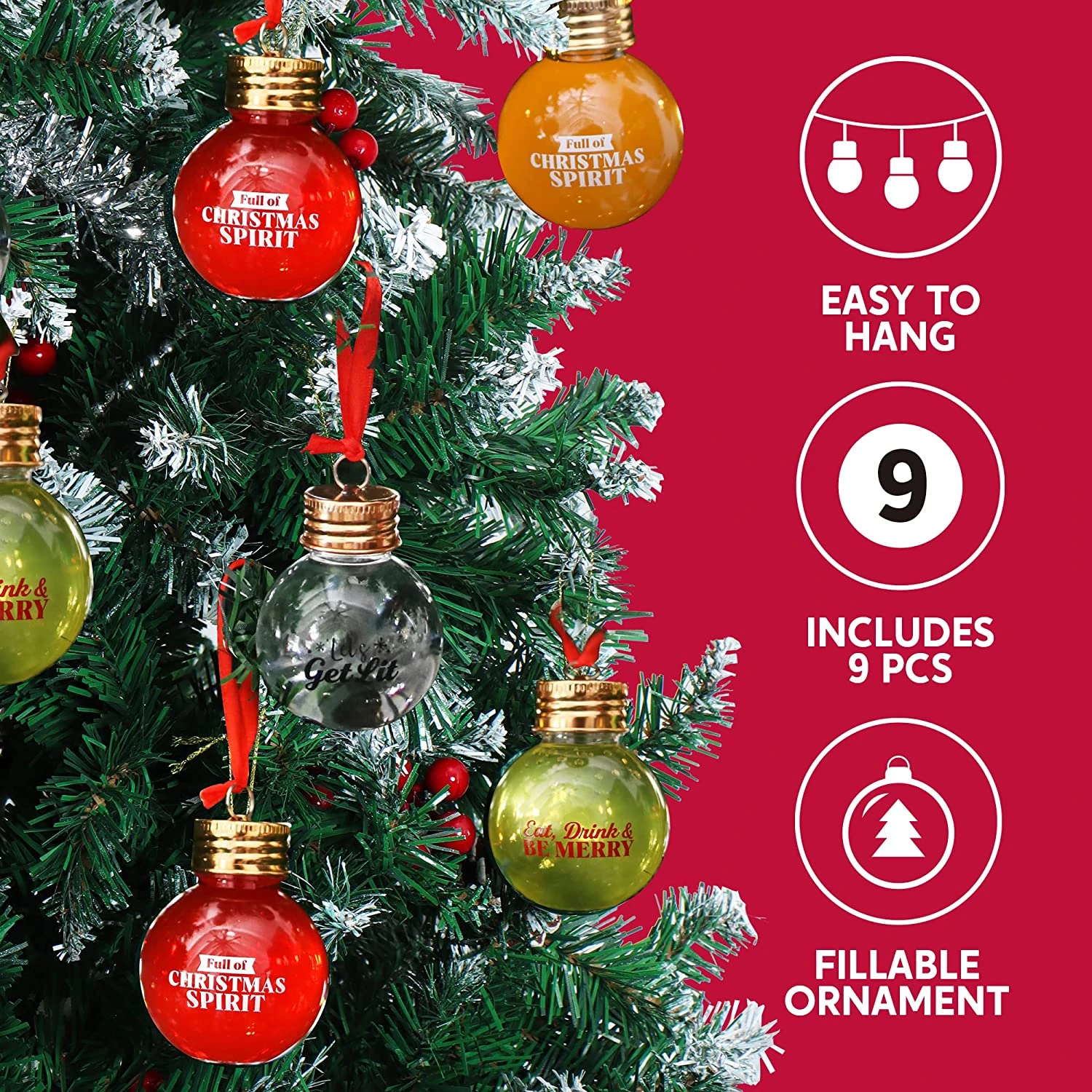 9 Pcs Boozeball Christmas Ornaments 4 9 Pcs Boozeball Christmas Ornaments - Image 2