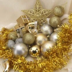 112 Pcs Gold & Silver Christmas Assorted Ornaments With A Star Tree Topper -Joiedomi 91s I 1qWgL. AC SL1500
