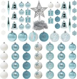71 Pcs Assorted Ornaments, Blue And White