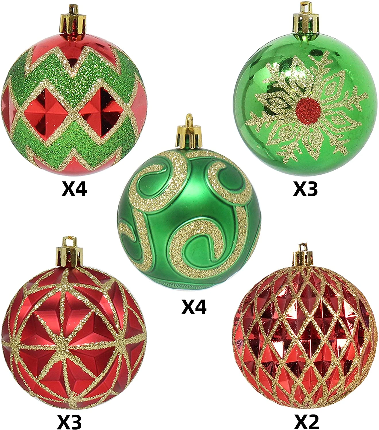 16 Pcs Red, Green And Gold Christmas Ornaments 4 16 Pcs Red, Green And Gold Christmas Ornaments - Image 2