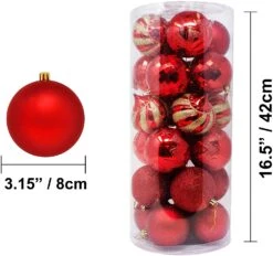 24 Pcs Christmas Ball Ornaments (Red) -Joiedomi 91z5MLJkTdL. AC SL1500