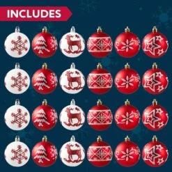 60mm Deluxe Christmas Ball Ornaments (Red & White), 24 Pcs -Joiedomi 91zz7BlVzmL. AC SL1500
