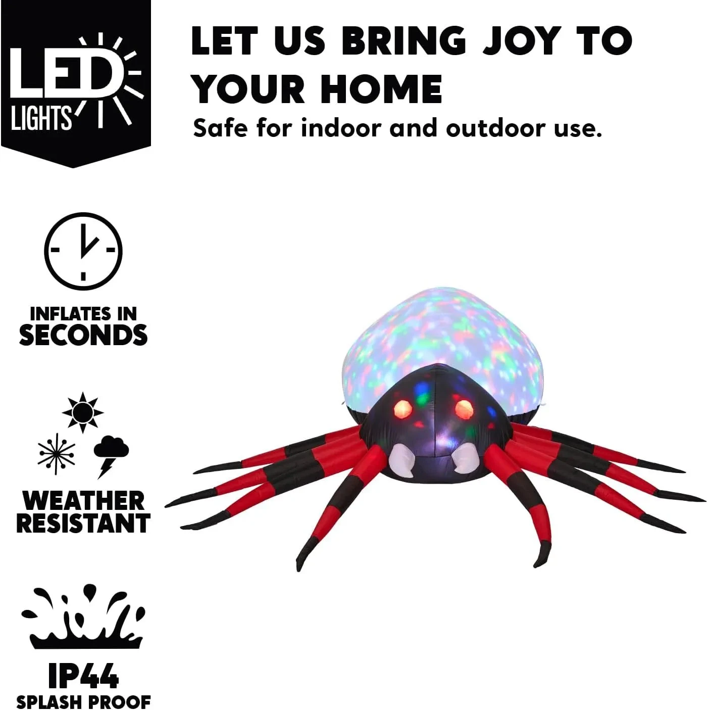 9ft Halloween Inflatable Spider With Rotating Colorful Light 6 9ft Halloween Inflatable Spider With Rotating Colorful Light - Image 4