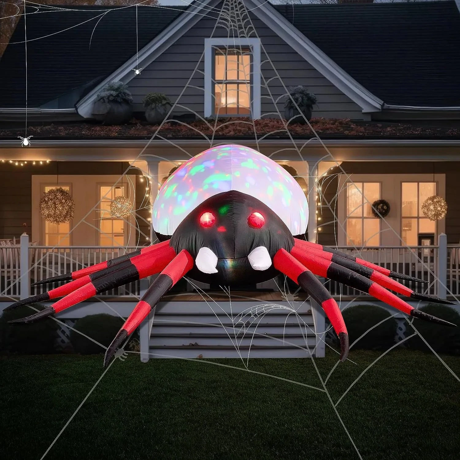 9ft Halloween Inflatable Spider With Rotating Colorful Light 3 9ft Halloween Inflatable Spider With Rotating Colorful Light