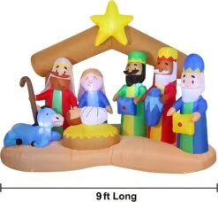 9ft Inflatable Nativity Of Jesus With Three Wisemen -Joiedomi 9ftInflatableLEDNativityofJesuswithThreeWiseman