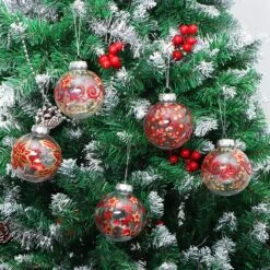 3.15'' Christmas Transparent Ball Ornaments With Red And Gold Print 12 Pcs -Joiedomi A11yLBemK1L. AC SL1500