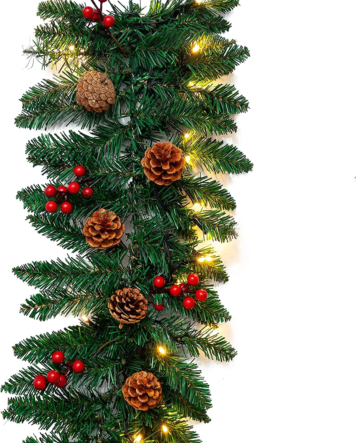 9 Ft Artificial Garland With100 LED Lights & Decorations 4 9 Ft Artificial Garland With100 LED Lights & Decorations - Image 2