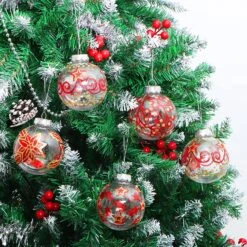 3.15'' Christmas Transparent Ball Ornaments With Red And Gold Print 12 Pcs -Joiedomi A1FB7WIN5bL. AC SL1500