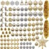 112 Pcs Gold & Silver Christmas Assorted Ornaments With A Star Tree Topper