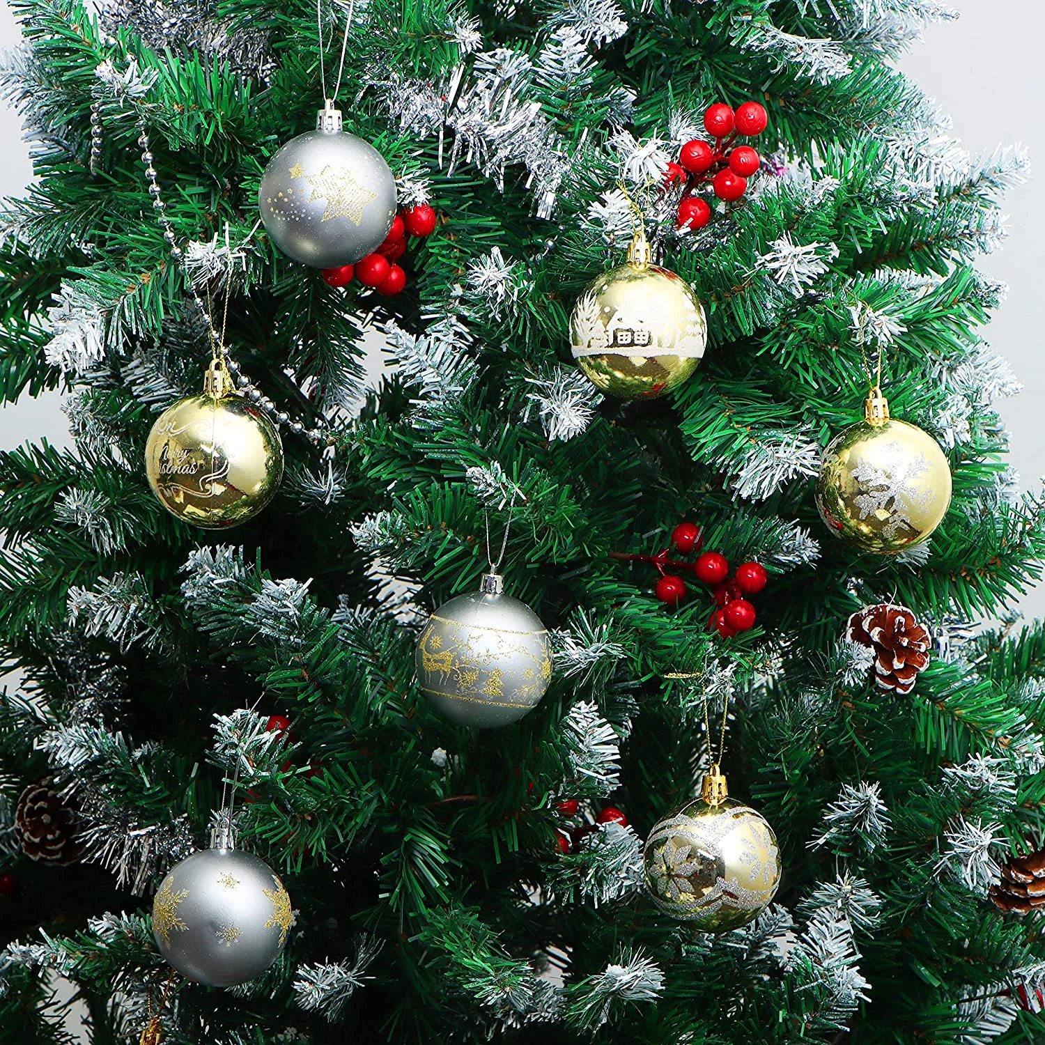 Christmas Ornaments Ball (Gold & Silver), 40 Pcs 6 Christmas Ornaments Ball (Gold & Silver), 40 Pcs - Image 4