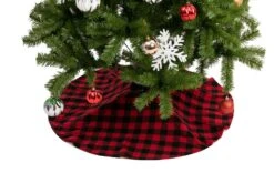 36in Red Buffalo Plaid Christmas Tree Skirt -Joiedomi G SbS93A