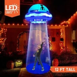 Joiedomi 12 FT Tall Halloween Inflatable UFO Decoration With Built-in LEDs -Joiedomi Joiedomi12FTTallHalloweenInflatableUFODecorationwithBuilt inLEDs 2