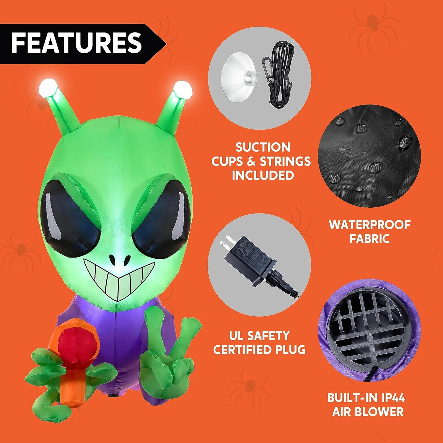 Joiedomi 4.5 FT Halloween Inflatable Alien Window Breaker With Built-in LED 7 Joiedomi 4.5 FT Halloween Inflatable Alien Window Breaker With Built-in LED - Image 5