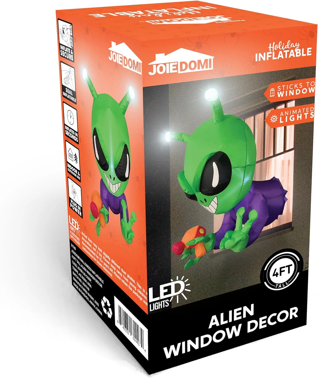 Joiedomi 4.5 FT Halloween Inflatable Alien Window Breaker With Built-in LED 9 Joiedomi 4.5 FT Halloween Inflatable Alien Window Breaker With Built-in LED - Image 7