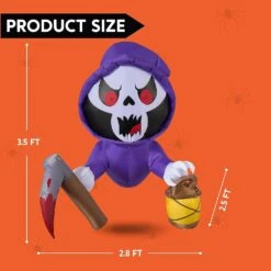 Joiedomi 4.5ft Halloween Inflatable Grim Reaper Broke Out -Joiedomi Joiedomi4.5ftHalloweenInflatableGrimReaperBrokeOut 5
