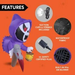 Joiedomi 4.5ft Halloween Inflatable Grim Reaper Broke Out -Joiedomi Joiedomi4.5ftHalloweenInflatableGrimReaperBrokeOut 6