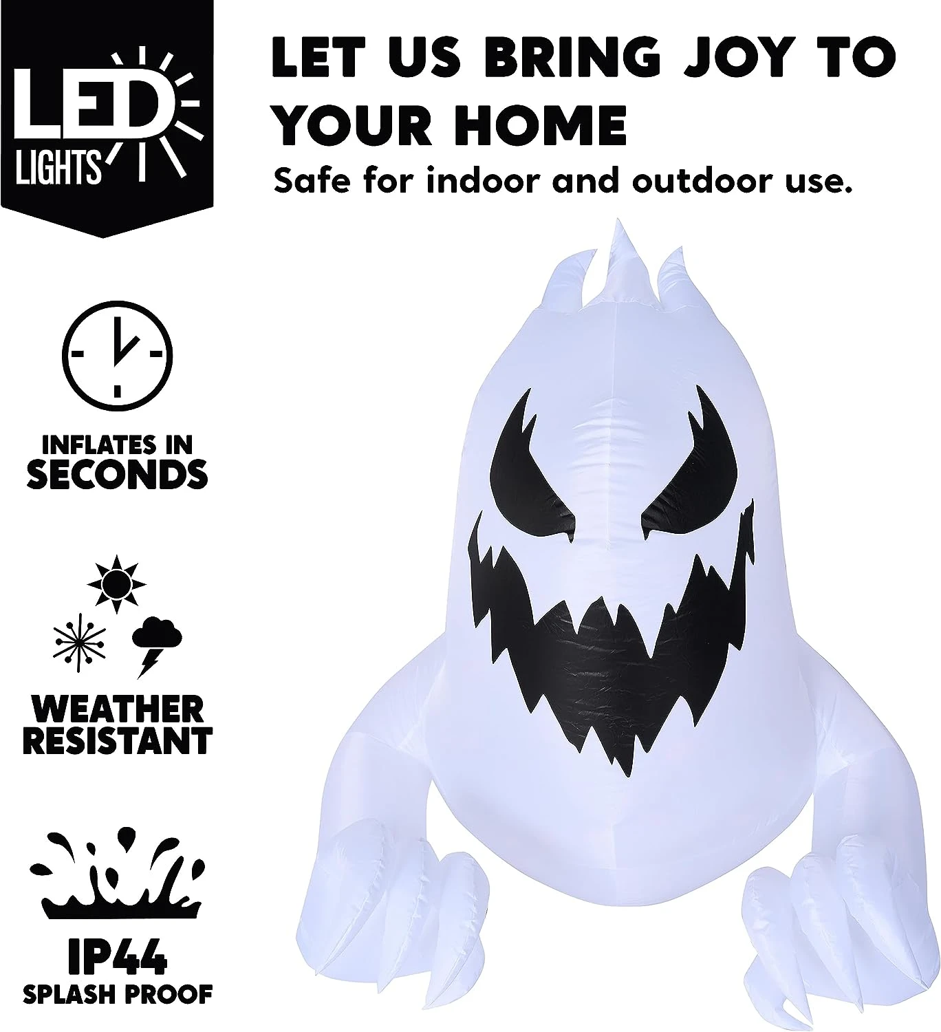 Joiedomi 4.5ft Halloween Inflatable LED Light Ghost Broke Out From Window 5 Joiedomi 4.5ft Halloween Inflatable LED Light Ghost Broke Out From Window - Image 3