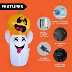 Joiedomi 5 FT Tall Halloween Inflatable Ghost With Pumpkin And Bubbling Potion -Joiedomi Joiedomi5FTTallHalloweenInflatableGhostwithPumpkinandBubblingPotion 6