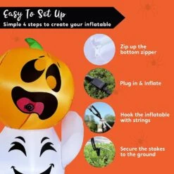 Joiedomi 5 FT Tall Halloween Inflatable Ghost With Pumpkin And Bubbling Potion -Joiedomi Joiedomi5FTTallHalloweenInflatableGhostwithPumpkinandBubblingPotion 7