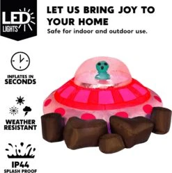 Joiedomi 5 Ft Halloween Inflatable UFO With Alien And Built-in LEDs -Joiedomi Joiedomi5ftHalloweenInflatableUFOwithAlienandBuilt inLEDs 3