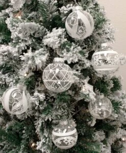 12 Pcs Christmas Ball Ornaments, White And Clear 8 12 Pcs Christmas Ball Ornaments, White And Clear -Joiedomi MG 9883