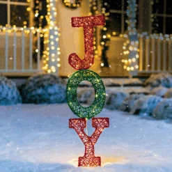 4ft LED Yard Lights - Stacked Joy Letters