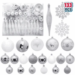 133 Pcs Christmas Ornaments, Assorted Shatterproof Silver & White Christmas Ornaments -Joiedomi image 1 1967e53f 30e1 4444 9b2f 8ee47891b052