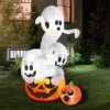 Halloween Large Twisting Ghosts On A Pumpkin Inflatable (6 Ft)