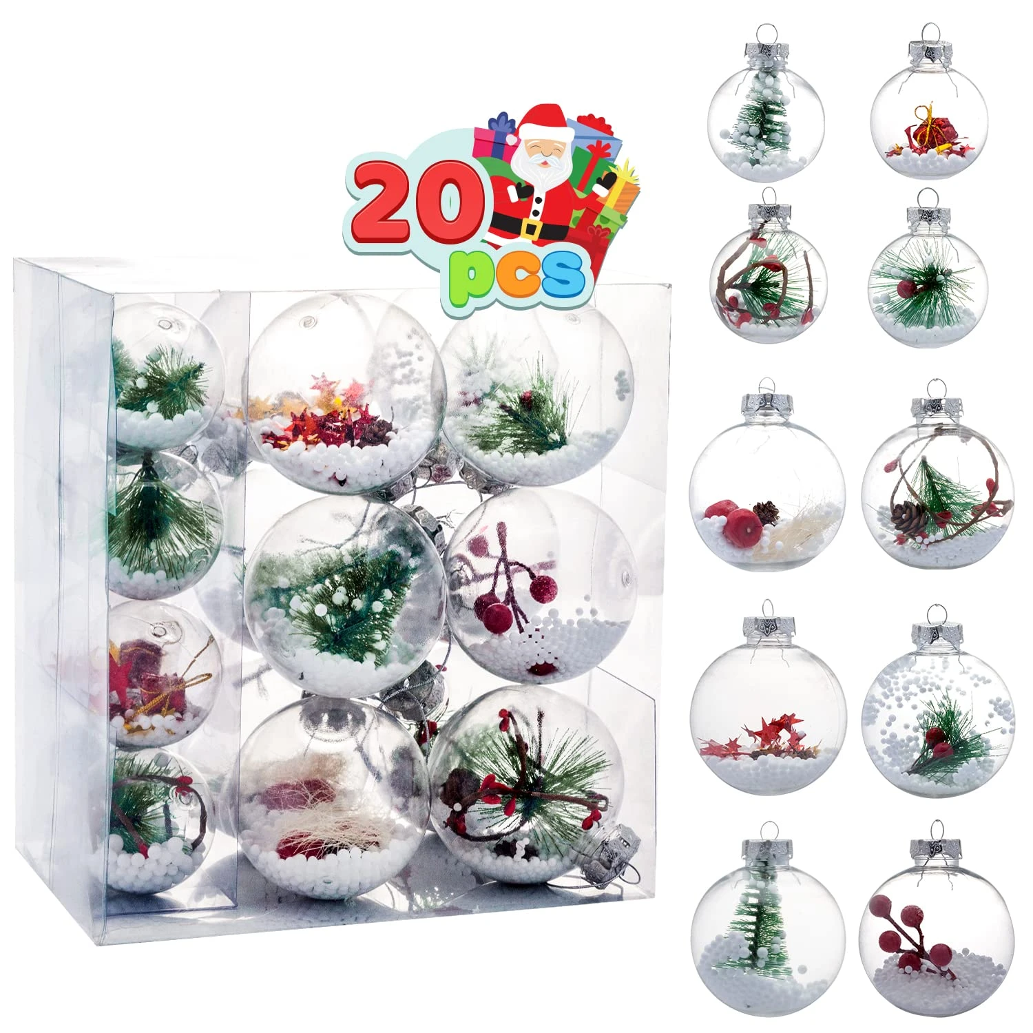 20 Pcs Assorted Size Snow Filling Ornaments 4 20 Pcs Assorted Size Snow Filling Ornaments - Image 2
