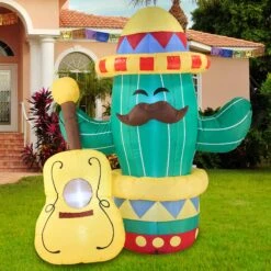 Large Inflatable Decoration Cinco De Mayo Cactus Guitar (6 Ft)
