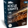 3 Pack 150 LED Christmas Icicle Lights Warm White