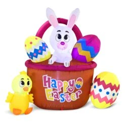 Large Easter Basket With Build-in LEDs Inflatable Outdoor Decoration (6ft)