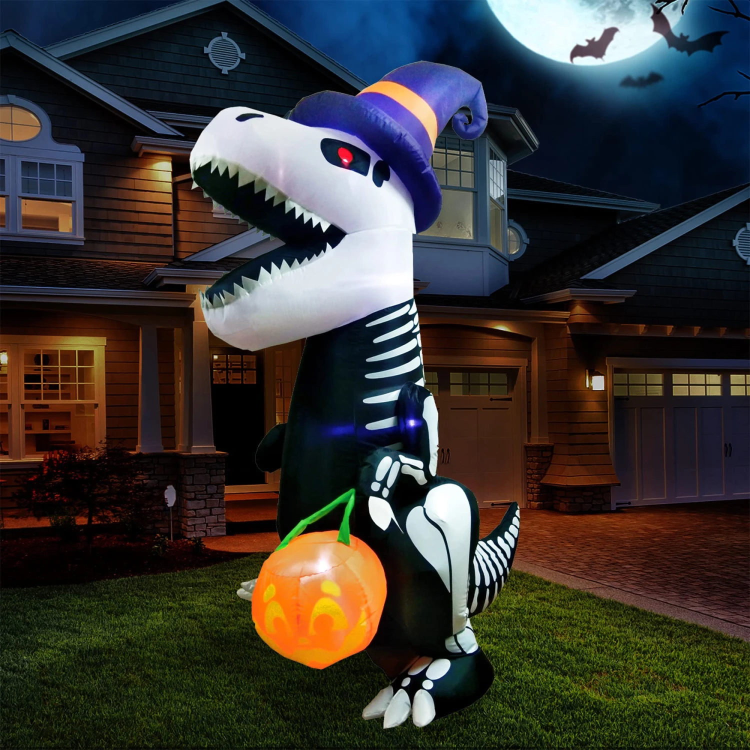 Jumbo Halloween Skeleton Dinosaur Inflatable (8 Ft) 3 Jumbo Halloween Skeleton Dinosaur Inflatable (8 Ft)