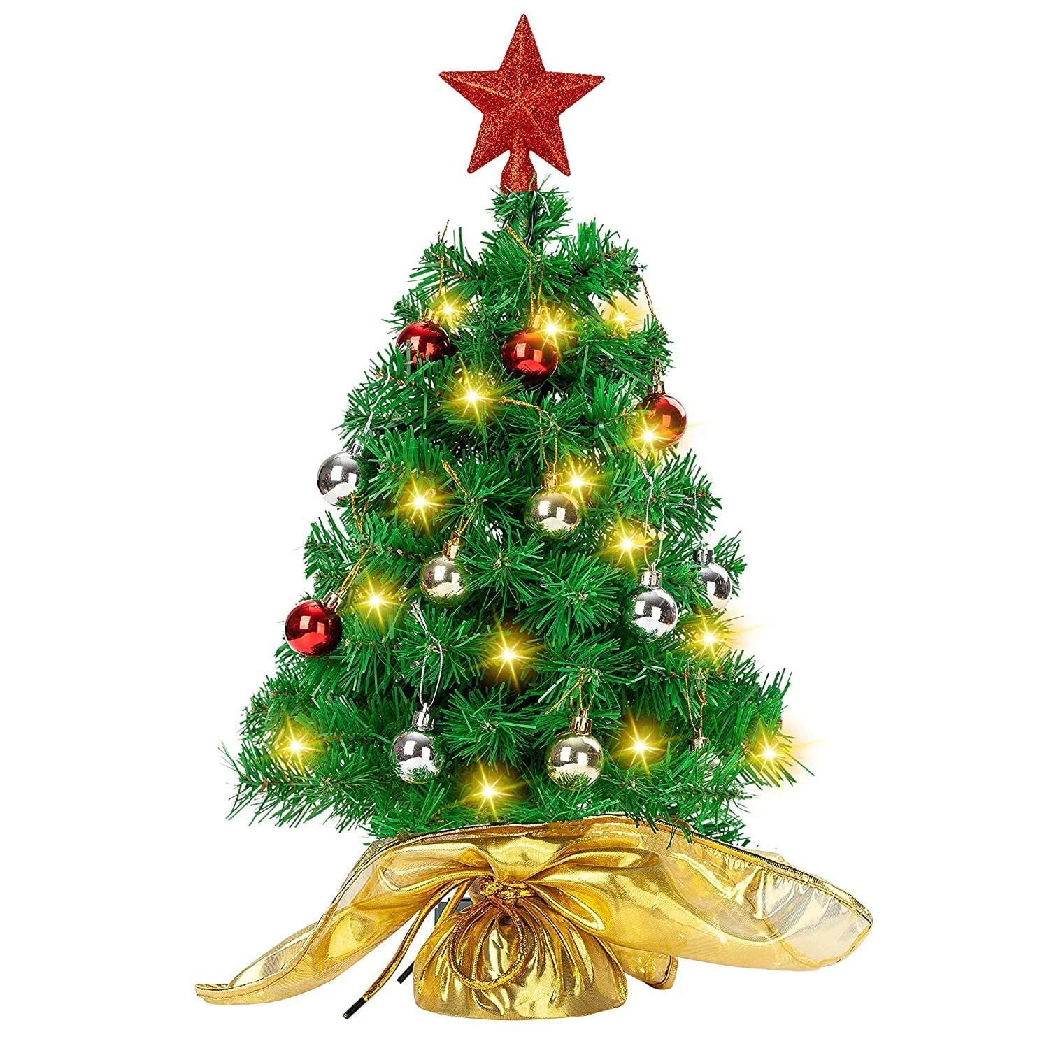23in Prelit Table-top Christmas Tree With DIY Kits (Gold) 3 23in Prelit Table-top Christmas Tree With DIY Kits (Gold)