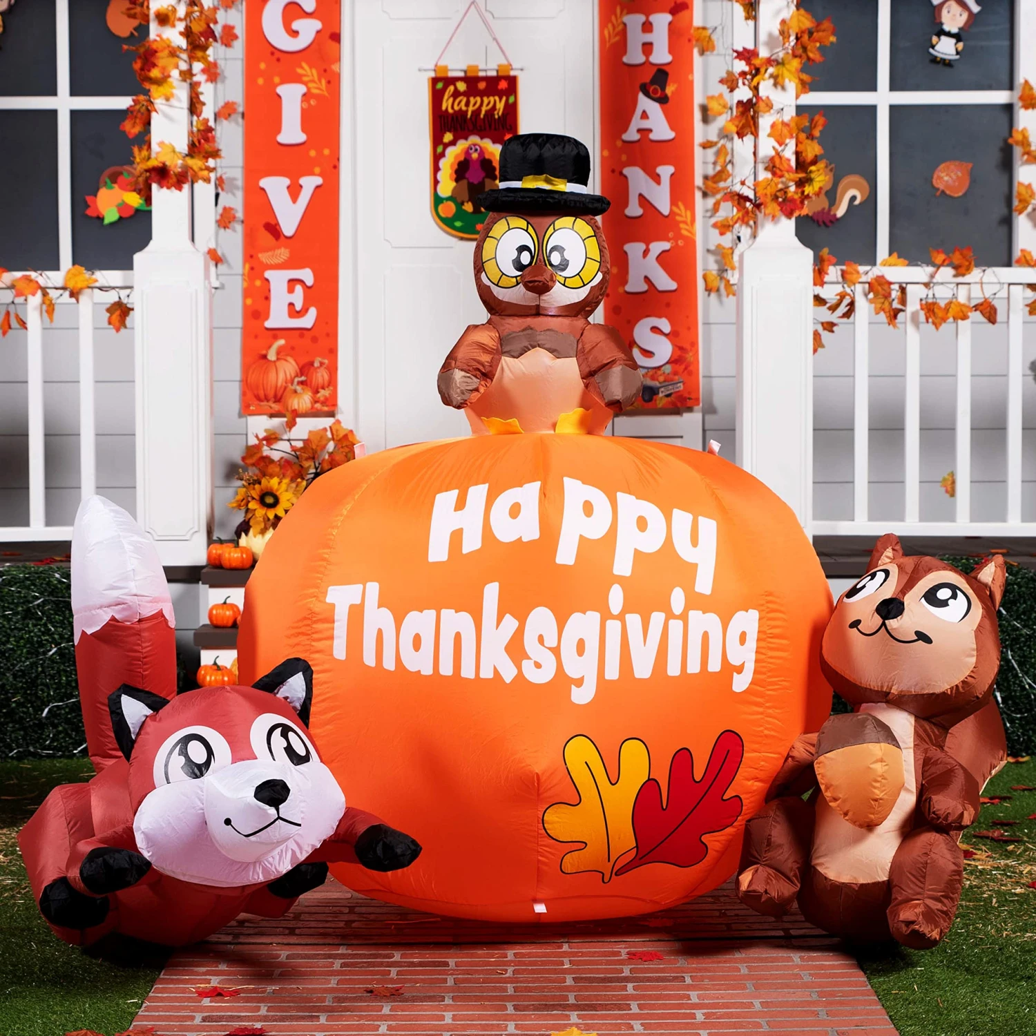 6ft Long Animal's Thanksgiving Thanksgiving Inflatable 3 6ft Long Animal's Thanksgiving Thanksgiving Inflatable
