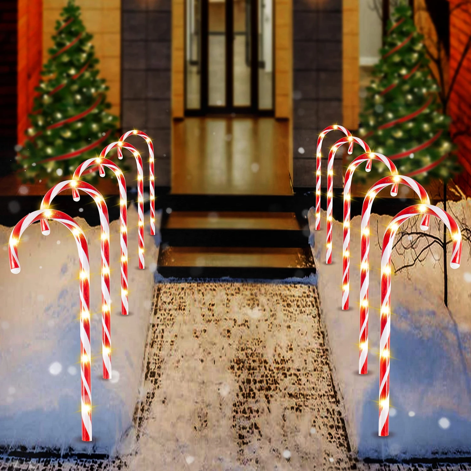 17in Christmas Candy Cane Pathway Markers 3 17in Christmas Candy Cane Pathway Markers