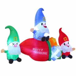 6ft Inflatable Three Gnomes With Big Gift Bag