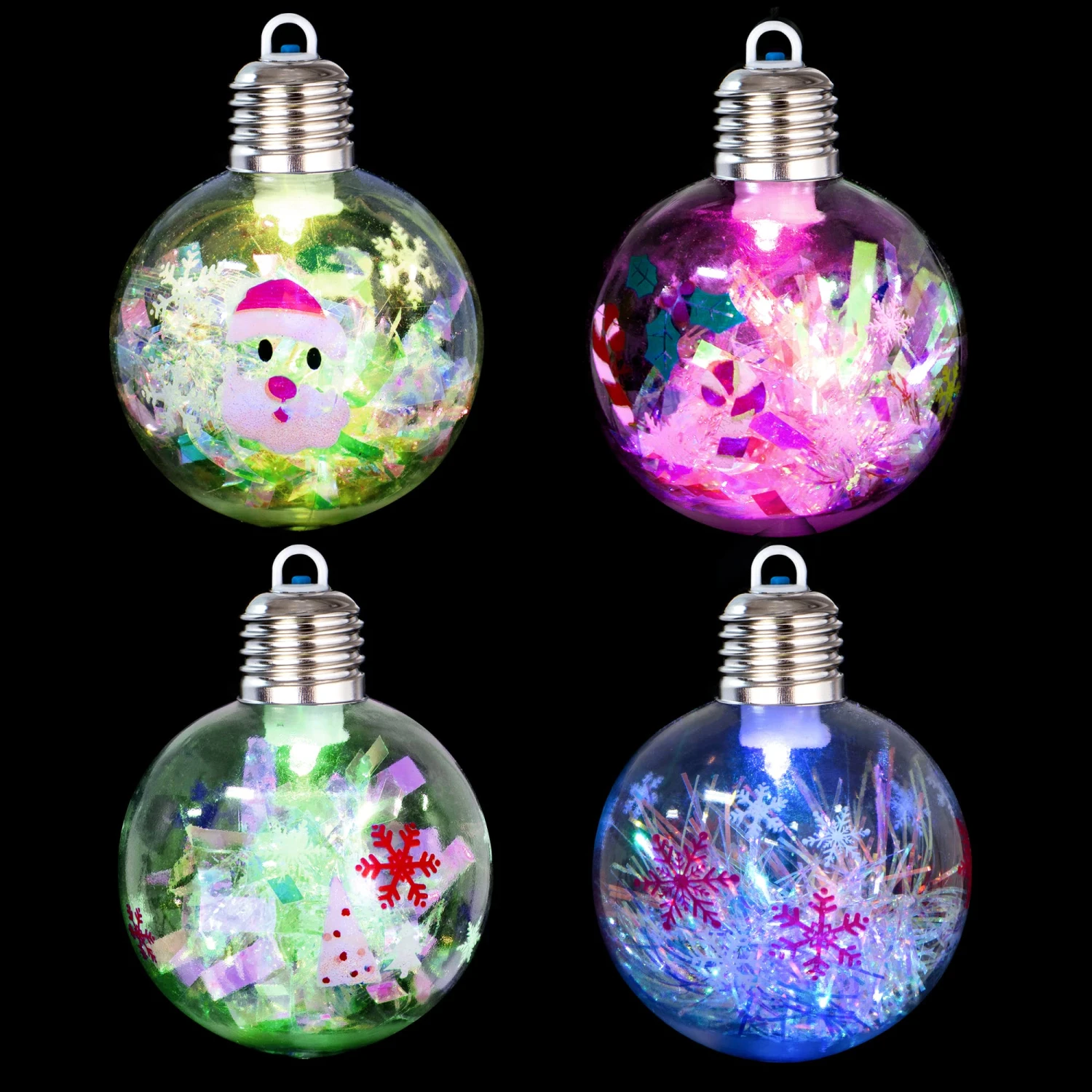 8 PcsLighted Holopaper Filling Ornaments With Cartoon Design 3.15in 3 8 PcsLighted Holopaper Filling Ornaments With Cartoon Design 3.15in
