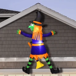 4ft Halloween Crashing Witch Onto Wall Inflatable