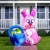 Large Easter Pink Bunny With Build-in LEDs Inflatable Outdoor Decorations (6ft)