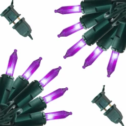 52.5 FT 200 Count Christmas Purple Green Wire String Lights