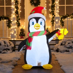 Tall Christmas Holiday Penguin Inflatable (5 Ft)