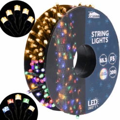 65.3ft Color Changing LED String Lights With Green Wire On Reel, 200 Counts -Joiedomi image 1 f5ca345d 1f8d 4eb3 8827 0530b0f5953a