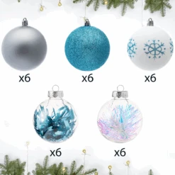 30Pcs Assorted Style Ball Ornaments - Blue & White & Silver 3.15in -Joiedomi image 2 08ee0492 a7f0 4775 996d 0c7c8d332ee0