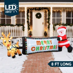 8ft Reindeer Pulling Banner With Santa Banner Christmas Inflatable -Joiedomi image 2 2ac713f7 d0d1 415f aac6 61ddf9b5d4fb