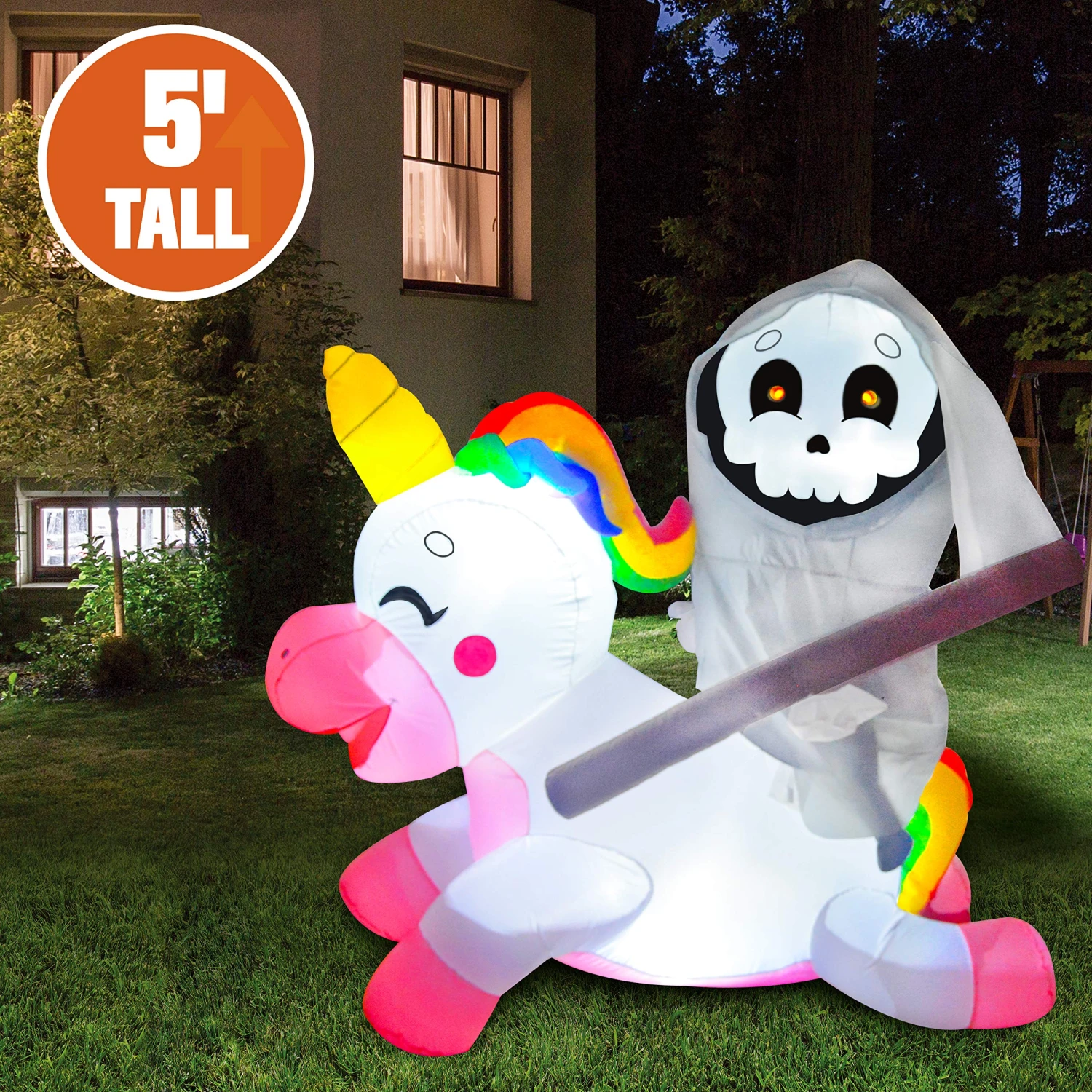 Halloween Tall Reaper Ride On Inflatable Ride A Unicorn Costume (5 Ft) 4 Halloween Tall Reaper Ride On Inflatable Ride A Unicorn Costume (5 Ft) - Image 2